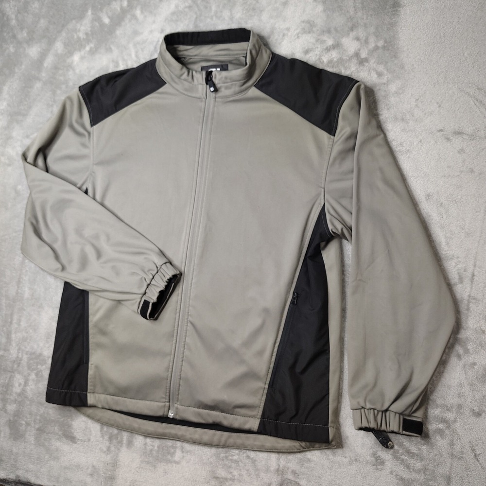 FootJoy Softshell Jacket Mens Medium‎ Gray Black Full Zip Fleece Lined Mock Neck